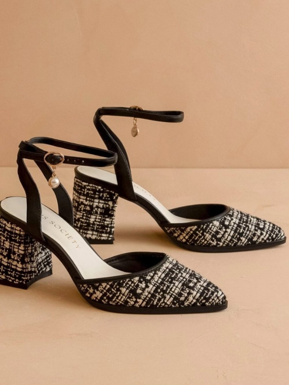 COMING SOON THE PRINCESS BLACK TWEED POINTED TOE HEELS